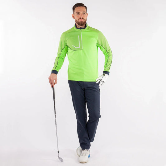 Bulk Custom OEM Men's Performance Golf Sweatshirts Quick Dry Active Long Sleeve 1/4 Quarter Zip Pullover Green Printed Pattern for Autumn with Logo Embroidery - Manufacturer Qiandao