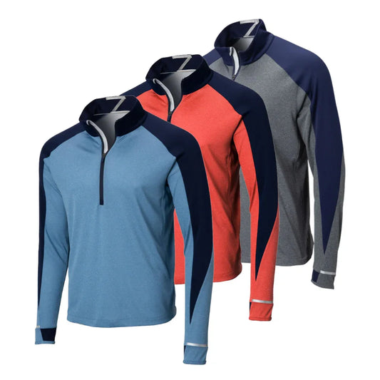 Bulk Custom Autumn Men's Half Chest Zip-up Collar Pullover Custom Logo Outdoor Sports Polyester Spandex Pullover with Solid Pattern Supplier with Logo Embroidery - Manufacturer Qiandao