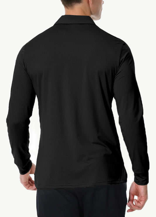 Bulk Custom Custom Logo Polyester Spandex Athletic Casual Travel Performance Lightweight Quick Dry UPF 50 Long Sleeve Golf Polo Shirts with Logo Embroidery - Manufacturer Qiandao