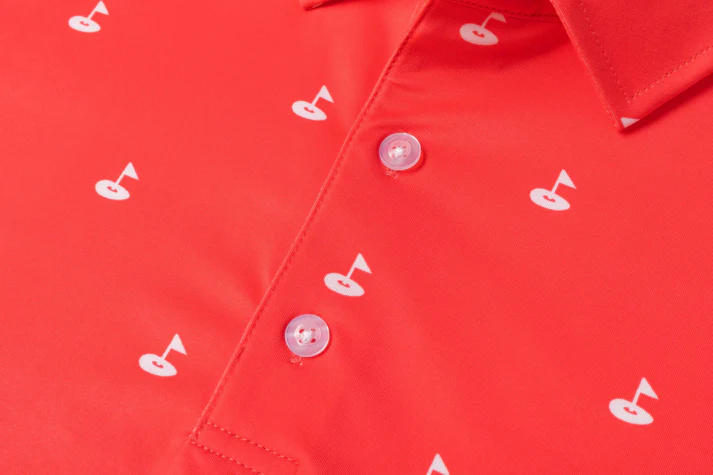 Golf Hole Marker Pattern Antimicrobial Quick Dry Slim Fit Polo Shirts
