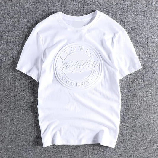 Bulk Custom Custom Summer Relief 3d Letter T-shirt Europe and the United States Men's Short Sleeve 100% Cotton Em Casual Shirt with Logo Embroidery - Manufacturer Qiandao