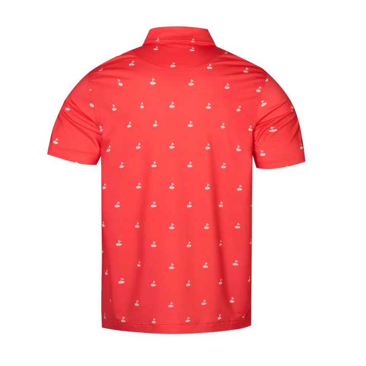 Golf Hole Marker Pattern Antimicrobial Quick Dry Slim Fit Polo Shirts