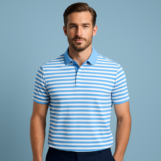 Hot Selling Men's Striped for POLO Shirts Breathable Cotton Knitted Fabric Plus Size Design with Customizable Logo