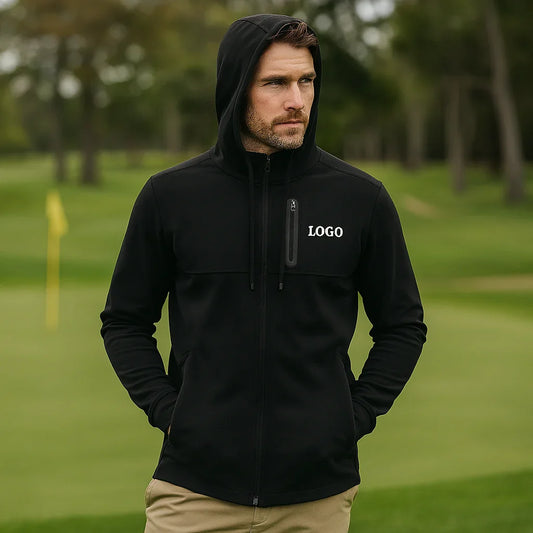 Bulk Custom Designer logo Golf Clothing High Quality Lightweight Plus Size Sport Windbreaker Custom Varsity Hoodie for Men with Logo Embroidery - Manufacturer Qiandao