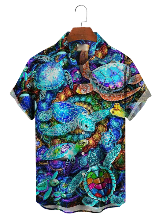 Bulk Custom Custom Logo Slim Fit Printed Men's Hawaiian Shirt Short Sleeve Tropical Vacation Button Down Beach Floral Palm Shirts with Logo Embroidery - Manufacturer Qiandao