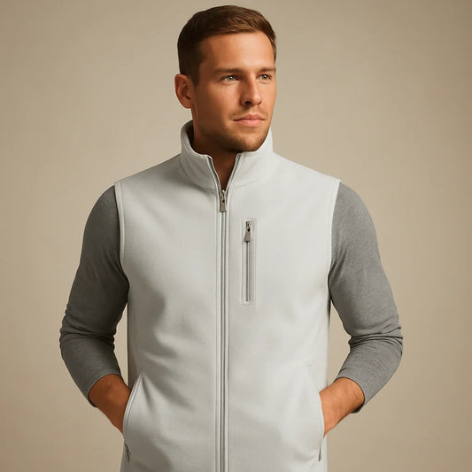 Bulk Custom Customized logo soft shell men's zippered golf vests, vintage, reversible sports outerwear, breathable and comfortable sleeveless vests for summer with Logo Embroidery - Manufacturer Qiandao