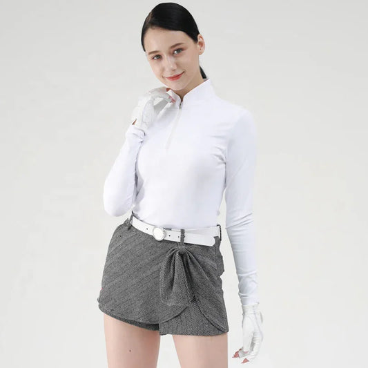 Bulk Custom Custom Logo Design Golf Wear Stand Collar Quarter Zip Pullover Sweatshirt for women with Logo Embroidery - Manufacturer Qiandao