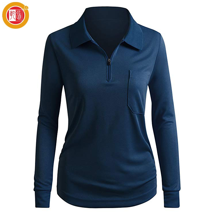 Supplier Custom logo Women's Long Sleeve Golf Clothing 100% Cotton Women's Polo Shirt Custom