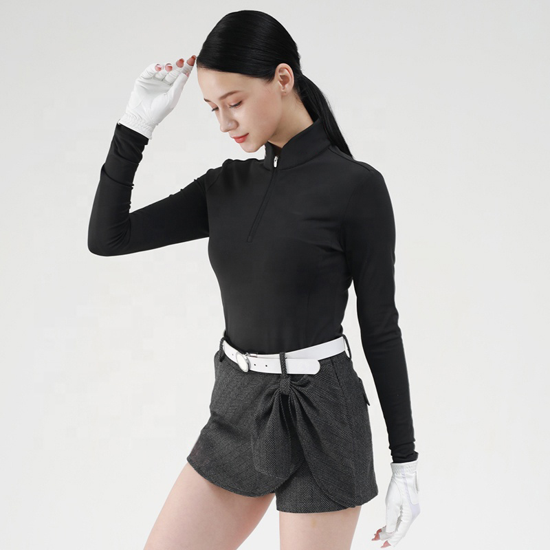 Custom Logo Design Golf Wear Stand Collar Quarter Zip Pullover Sweatshirt for women