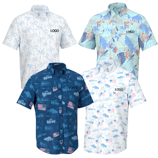 Design Casual Button Men's Shirt Luxury High Quality Stretch 100% Polyester Printed Men's Shirt