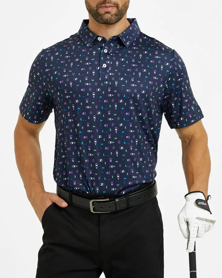Men's Golf Polo Shirt with Celebration Print for Stylish Play