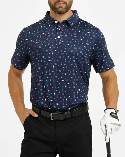 Men's Golf Polo Shirt with Celebration Print for Stylish Play