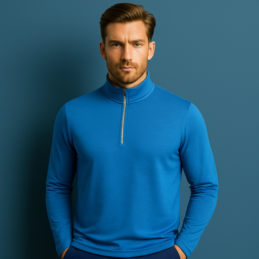 High Quality Men's Casual Athletic Sweatshirt Slim Fit Long Sleeve Quarter Zip Golf Pullover Custom 500 Gsm for Autumn Sports
