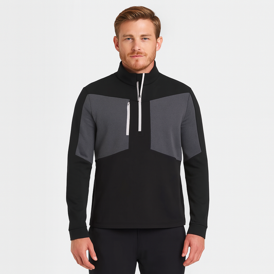ODM Manufacturers Custom Embroidered logo Men's Half Zip Two Toned Custom Sweatshirt Outdoor Sports Golf Pullover