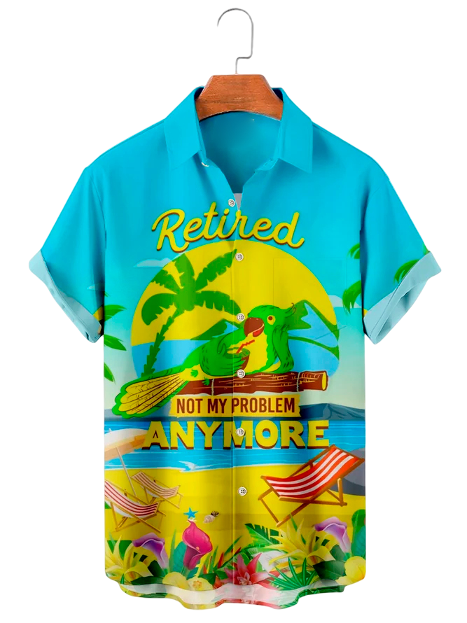 Design High Quality Slim Fit Printed Holiday Buttons up Short Sleeve Beach Custom Hawaiian Shirts for Men Casual