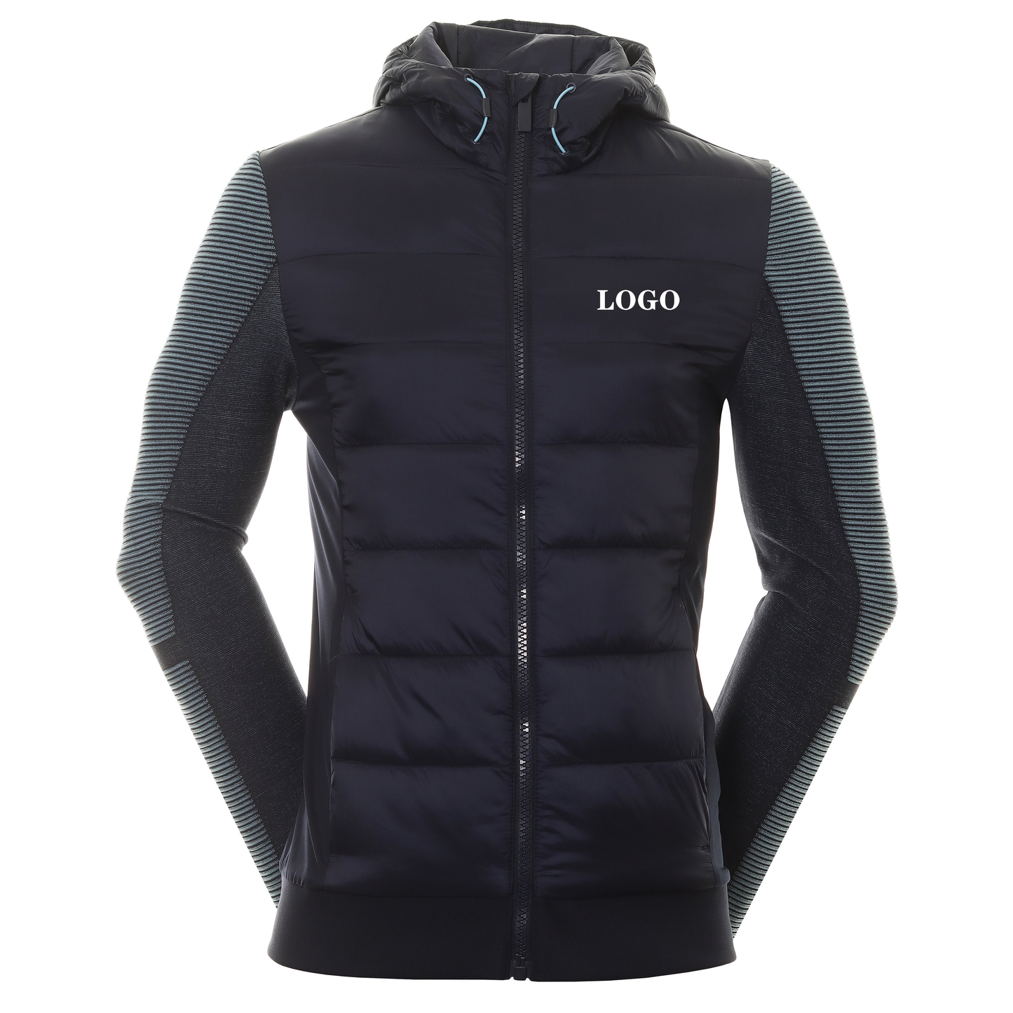 Custom High Quality Performance Sport Athletic Casual Full Zip Lightweight Winter Golf Coats Patchwork Quilted Jacket for Men