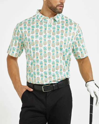Men's Hawaiian Golf Polo Shirt with Stylish Tropical Pineapple Design for Ultimate Comfort