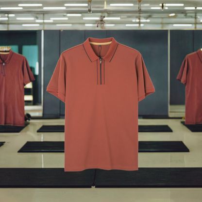 High Quality Anti-Wrinkle Customized Logo Knitted Sports Clothing Design Quarter Zip Polo Shirts for Men