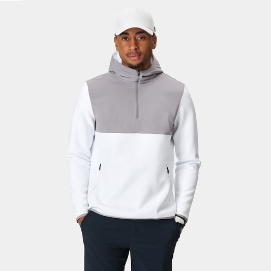 Custom logo Outdoor Sports Patchwork 1/4 Zip Neck White Polyester Lightweight Golf Hoodies Men Sweatshirt