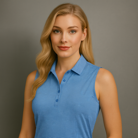 Stripe Sleeveless Jersey Polo Shirt for Golf Soft Performance Fabric New in Women Sport Summer Customized Plain Dyed Custom Size