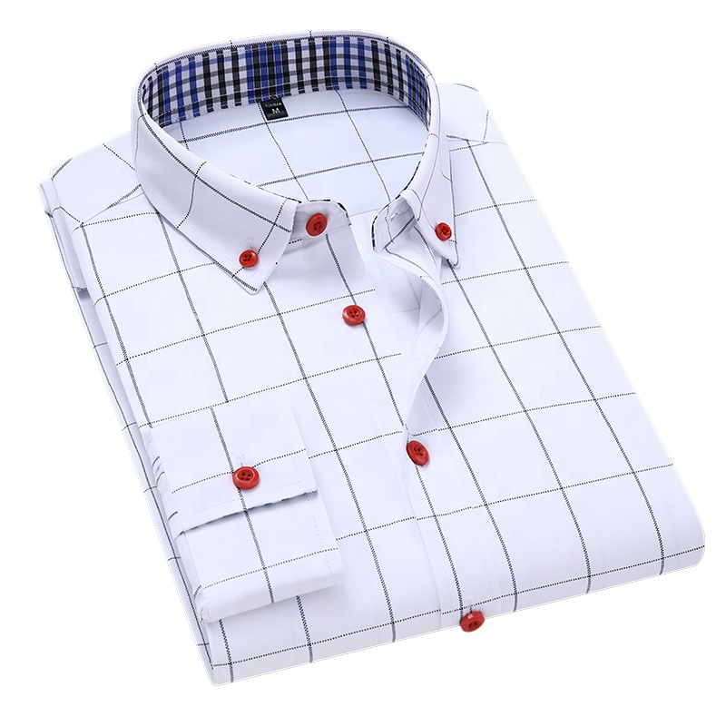 Wholesale Custom Designer 2025 New Men's Business Casual Plaid Shirt Fashion Classic Style Slim Long Sleeve Shirt