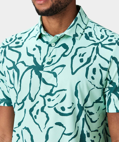 High Quality Men's Casual Loose T-Shirt Custom Logo Athletic Spandex Polyester Mint Floral Golf for Polo Short Sleeved