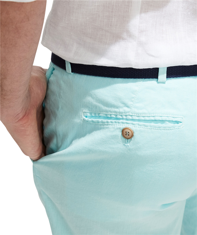 High-quality customized men's classic casual golf shorts made of pure linen and cotton with logos