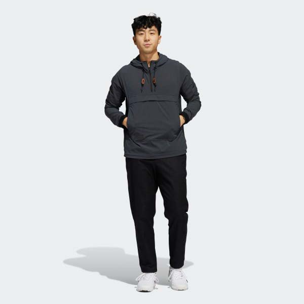 Customized Men's Plain Grey Woven Pullover Hoodies Fashion Pocket Half Zip Neck Waterproof Autumn Season Digital Printing Solid