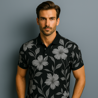 Custom logo All-Over Print Quick Dry Short Sleeve 100% Polyester High Quality Polo Golf Shirt for Men