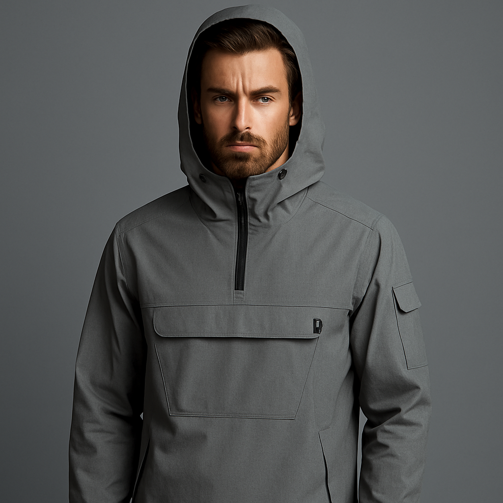 Custom logo Patterns High Quality Oversize Woven Waterproof Quarter Zip Pullover Hoodie for Men