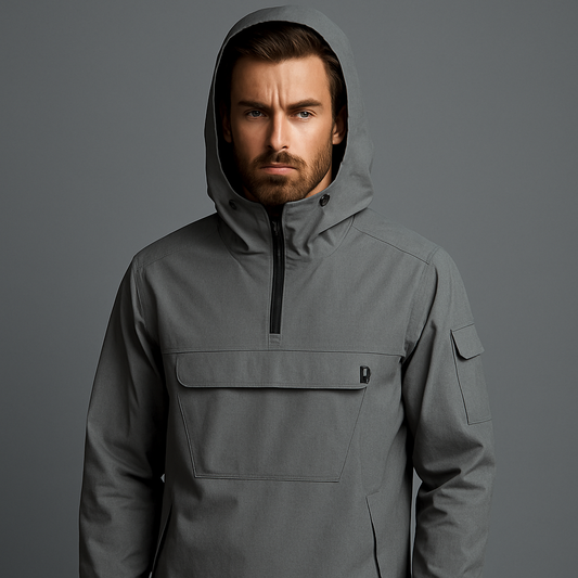 Custom logo Patterns High Quality Oversize Woven Waterproof Quarter Zip Pullover Hoodie for Men