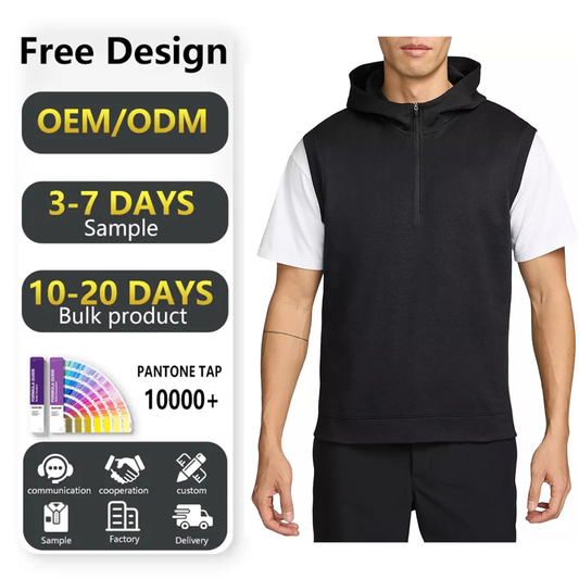 Custom Sun Protection Athletic Sport Outerwear Moisture Wicking Sleeveless Quarter Zip Pullover Golf Lightweight Hoodies