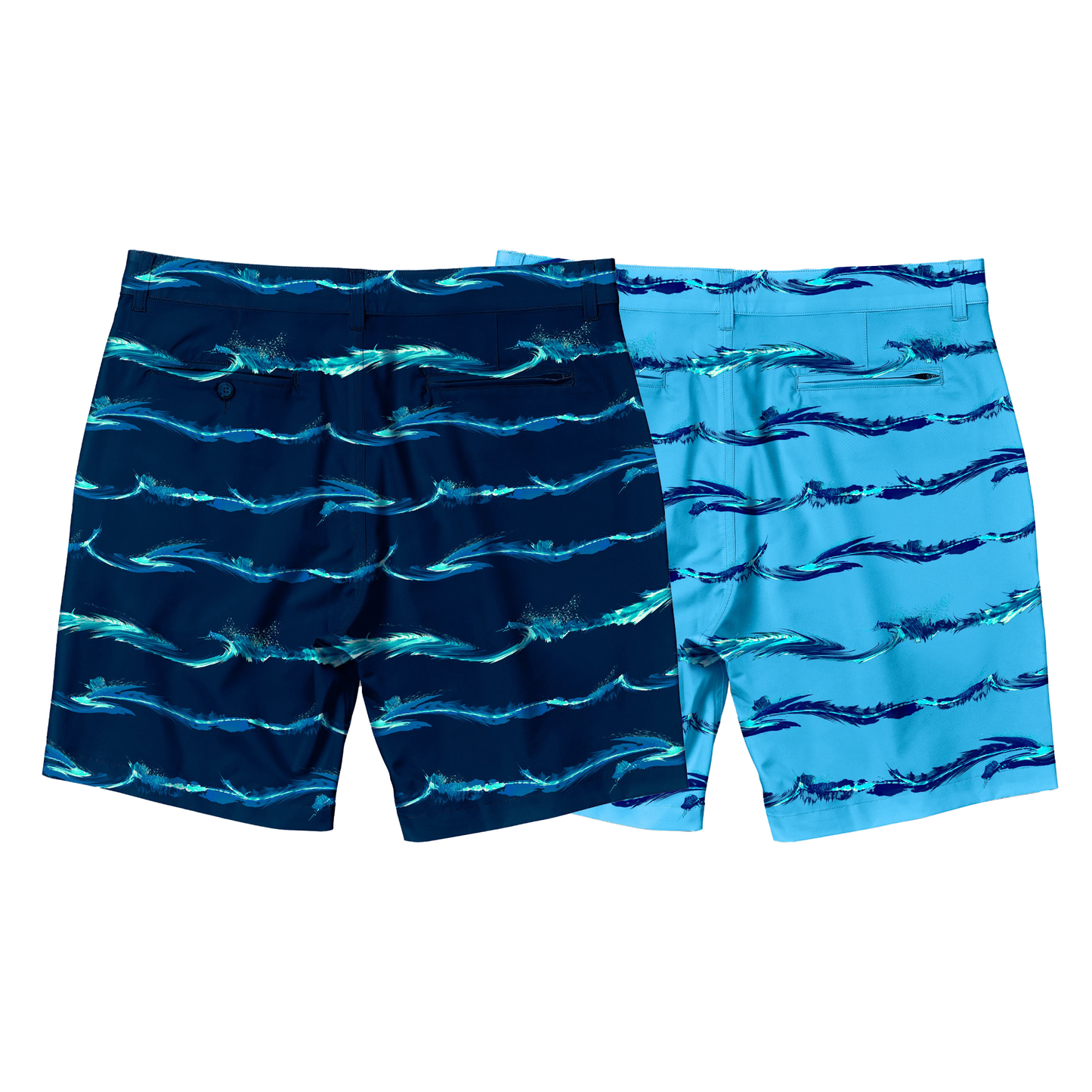 Men's high-quality outdoor leisure shorts. Made of quick-drying and breathable knitted fabric, with a single-button design and custom sublimated drawstrings