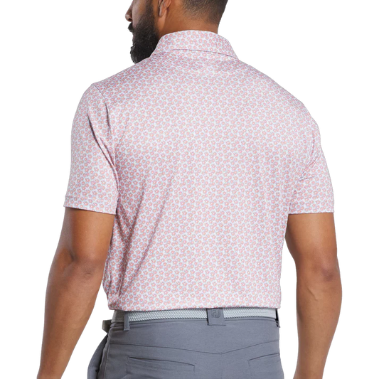Men's Floral Golf Polo Shirt - Comfortable Play with Stylish Pink Design