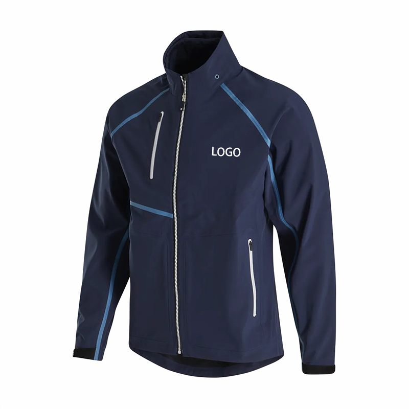 Custom Logo Full Zip Hybrid Sport Training Golf Jacket Coat Lightweight Waterproof Men's Windbreaker with Front Logo Position