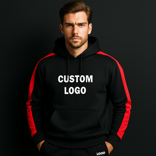 Custom Embroidered logo 50% Cotton 50% Polyester Solid Color Two Plus Size Men's Hoodie and Sweatpants