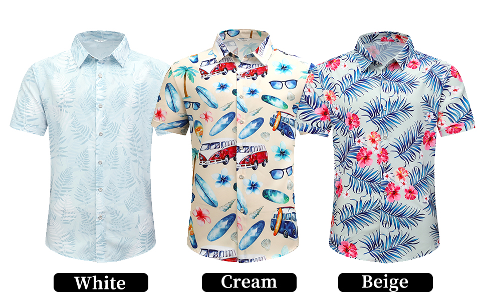 Summer Custom Fashion Design 95% Polyester 5% Spandex Printed Soft Lightweight Vintage Button up Beach Hawaiian Shirt for Men