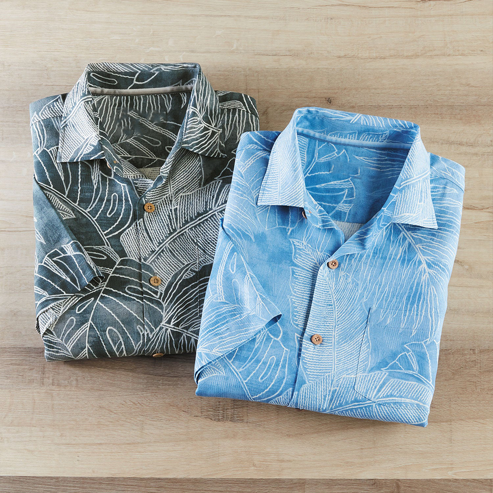 Men's Hawaiian Ramie Cotton Beach Printed Hawaiian Print Short-sleeved Custom Button Down Shirt Men