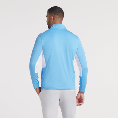 OEM Spandex Polyester Customizable Athletic Men Lightweight Team Light Blue Quarter Zip Sweatshirt Men Golf Pullover