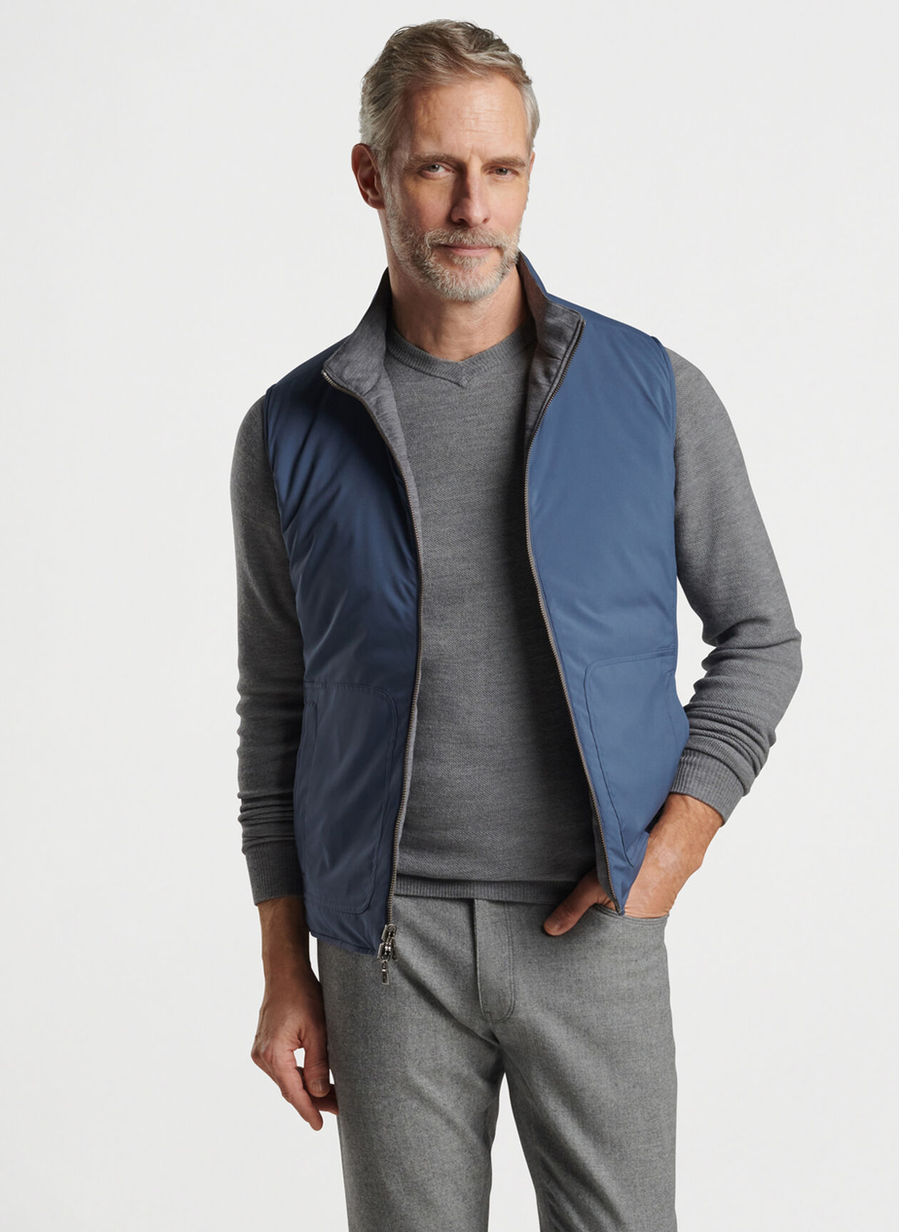 In 2025, OEM customized logo soft shell, vintage windproof outdoor double-sided sleeveless men's zippered golf vests