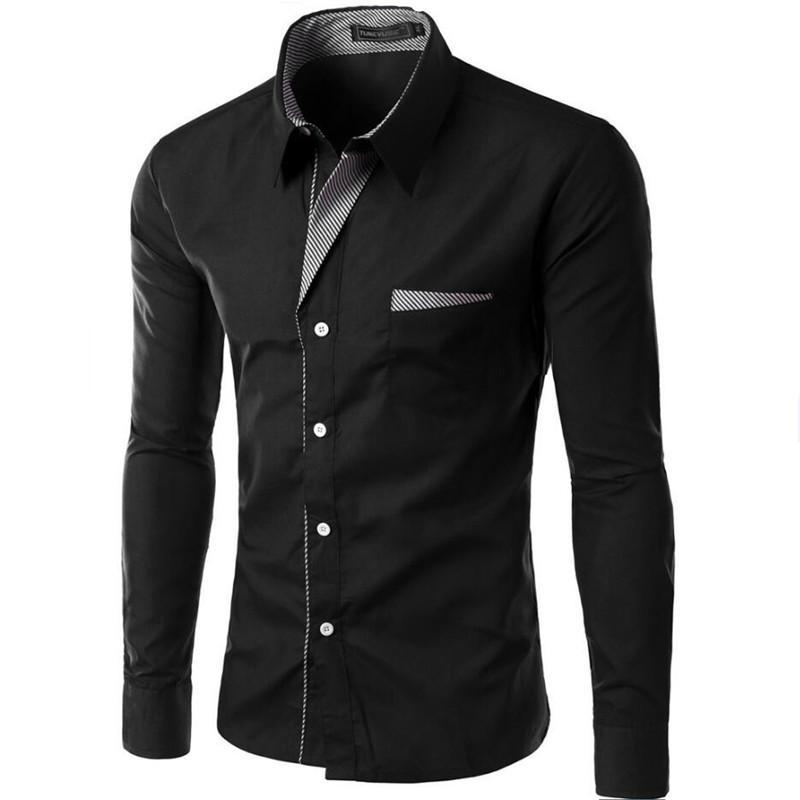 Men Dress Shirt Long Sleeve Slim Brand Man Shirts Designer High Quality Solid Male Clothing Fit Business Shirts