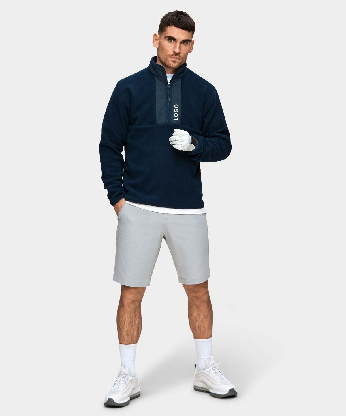 Custom Logo Casual Golf Wear Performance Long Sleeve Lightweight Fleece 1/2 Half Zip Collar Hoodie Pullover Sweatshirts for Men