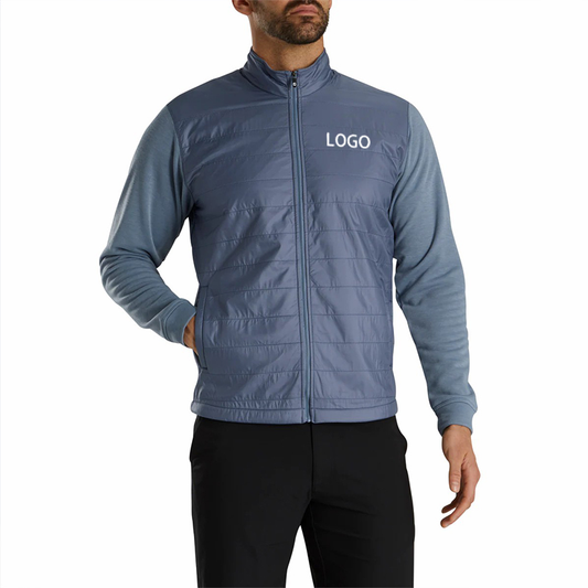 Custom 2022 Winter Men Full Zip Hybrid Windproof Soft Shell Quilted Golf Jacket