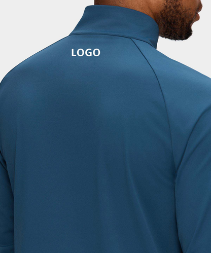 Custom Logo Print Luxury Long Sleeve 1/4 Quarter Zip Collar Fitness Sport Golf Pullover Hoodies Sweatshirts for Men