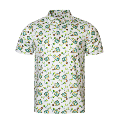 Tequila Drinkware Polo Shirt - Antimicrobial Quick Dry Slim Fit with Themed Pattern