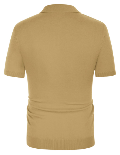 OEM Breathable Soft Lightweight Comfortable Short Sleeve Khaki 3 Buttons Placket Fastening Polo Shirts Custom logo