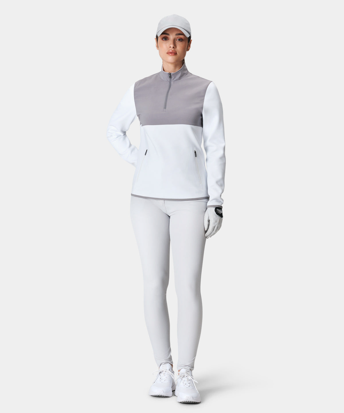 Custom High Quality Long Sleeve Golf Quarter Zip Ladies Embroidery Pullover Quarter Zip Sweater Womens Sweatshirts
