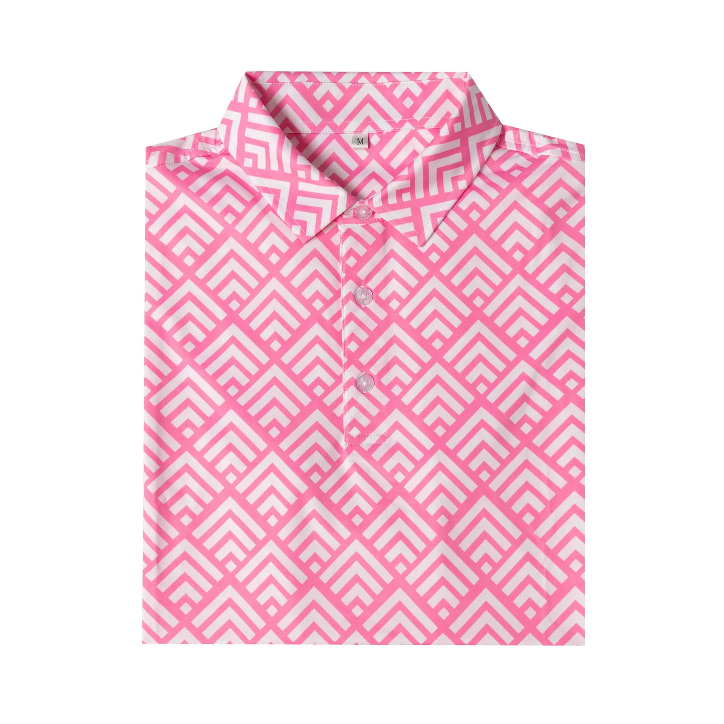 Pink Zigzag Polo Shirt - Antimicrobial Quick Dry Slim Fit for Ultimate Comfort