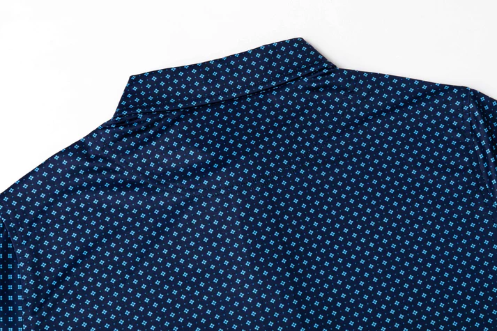 Blue Diamond Polo Shirt - Antimicrobial Quick Dry Slim Fit with Lattice Pattern