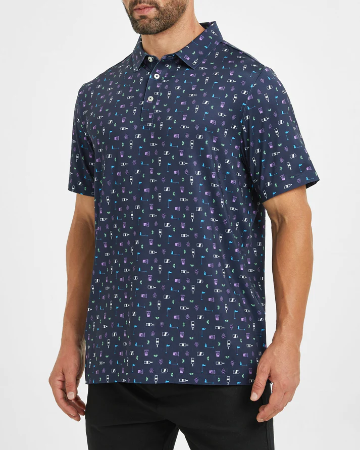 Men's Golf Polo Shirt with Celebration Print for Stylish Play